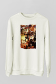 Attack On Titan Baskılı Beyaz Unisex Sweatshirt