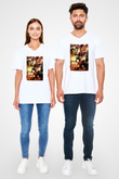 Attack On Titan Baskılı Beyaz Unisex V Yaka Tişört - Tshirt