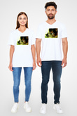 Attack On Titan Baskılı Beyaz Unisex V Yaka Tişört - Tshirt