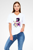Attack On Titan Baskılı Beyaz Unisex V Yaka Tişört - Tshirt