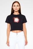 Attack On Titan Baskılı Siyah Crop Top Kadın Tişört - Tshirt