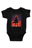 Attack On Titan Baskılı Unisex Siyah Bebek Body - Zıbın