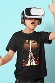 Attack On Titan Baskılı Unisex Siyah Çocuk Tişört - Tshirt