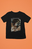 Attack On Titan Baskılı Unisex Siyah Çocuk Tişört - Tshirt