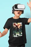 Attack On Titan Baskılı Unisex Siyah Çocuk Tişört - Tshirt