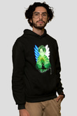 Attack On Titan Baskılı Unisex Siyah Hoodie