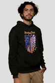 Attack On Titan Baskılı Unisex Siyah Hoodie