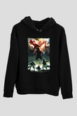 Attack On Titan Baskılı Unisex Siyah Hoodie