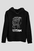 Attack On Titan Baskılı Unisex Siyah Hoodie