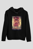 Attack On Titan Baskılı Unisex Siyah Hoodie