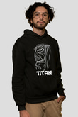 Attack On Titan Baskılı Unisex Siyah Hoodie