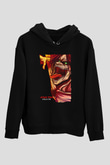 Attack On Titan Baskılı Unisex Siyah Hoodie