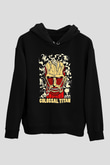 Attack On Titan Baskılı Unisex Siyah Hoodie