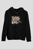 Attack On Titan Baskılı Unisex Siyah Hoodie