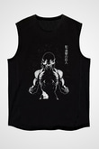 Attack On Titan Baskılı Unisex Siyah Kolsuz Tişört - Tshirt