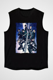 Attack On Titan Baskılı Unisex Siyah Kolsuz Tişört - Tshirt