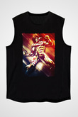 Attack On Titan Baskılı Unisex Siyah Kolsuz Tişört - Tshirt