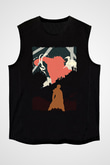 Attack On Titan Baskılı Unisex Siyah Kolsuz Tişört - Tshirt