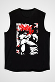 Attack On Titan Baskılı Unisex Siyah Kolsuz Tişört - Tshirt
