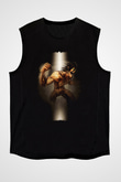 Attack On Titan Baskılı Unisex Siyah Kolsuz Tişört - Tshirt