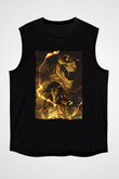 Attack On Titan Baskılı Unisex Siyah Kolsuz Tişört - Tshirt