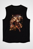 Attack On Titan Baskılı Unisex Siyah Kolsuz Tişört - Tshirt