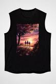 Attack On Titan Baskılı Unisex Siyah Kolsuz Tişört - Tshirt
