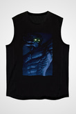 Attack On Titan Baskılı Unisex Siyah Kolsuz Tişört - Tshirt