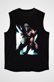 Attack On Titan Baskılı Unisex Siyah Kolsuz Tişört - Tshirt