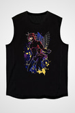 Attack On Titan Baskılı Unisex Siyah Kolsuz Tişört - Tshirt