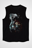 Attack On Titan Baskılı Unisex Siyah Kolsuz Tişört - Tshirt