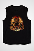 Attack On Titan Baskılı Unisex Siyah Kolsuz Tişört - Tshirt