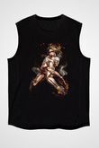 Attack On Titan Baskılı Unisex Siyah Kolsuz Tişört - Tshirt