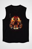 Attack On Titan Baskılı Unisex Siyah Kolsuz Tişört - Tshirt