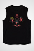 Attack On Titan Baskılı Unisex Siyah Kolsuz Tişört - Tshirt