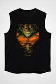 Attack On Titan Baskılı Unisex Siyah Kolsuz Tişört - Tshirt