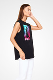Attack On Titan Baskılı Unisex Siyah Kolsuz Tişört - Tshirt
