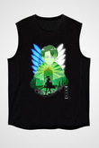 Attack On Titan Baskılı Unisex Siyah Kolsuz Tişört - Tshirt