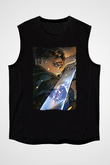 Attack On Titan Baskılı Unisex Siyah Kolsuz Tişört - Tshirt
