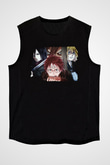 Attack On Titan Baskılı Unisex Siyah Kolsuz Tişört - Tshirt