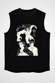 Attack On Titan Baskılı Unisex Siyah Kolsuz Tişört - Tshirt