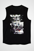 Attack On Titan Baskılı Unisex Siyah Kolsuz Tişört - Tshirt