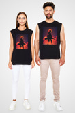 Attack On Titan Baskılı Unisex Siyah Kolsuz Tişört - Tshirt