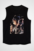 Attack On Titan Baskılı Unisex Siyah Kolsuz Tişört - Tshirt