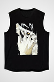 Attack On Titan Baskılı Unisex Siyah Kolsuz Tişört - Tshirt