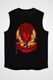 Attack On Titan Baskılı Unisex Siyah Kolsuz Tişört - Tshirt