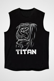 Attack On Titan Baskılı Unisex Siyah Kolsuz Tişört - Tshirt