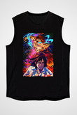 Attack On Titan Baskılı Unisex Siyah Kolsuz Tişört - Tshirt