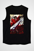 Attack On Titan Baskılı Unisex Siyah Kolsuz Tişört - Tshirt