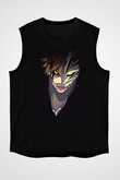 Attack On Titan Baskılı Unisex Siyah Kolsuz Tişört - Tshirt